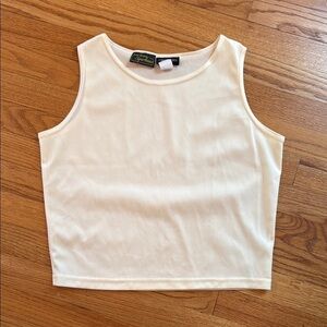 Vintage Ivory Shell Sleeveless Tank Top Made in USA Women L Sharon Endick Kate